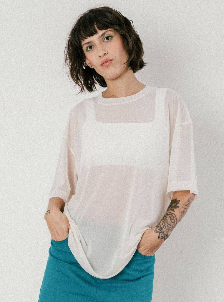 CAMISETA MESH OVERSIZED  MARFIL