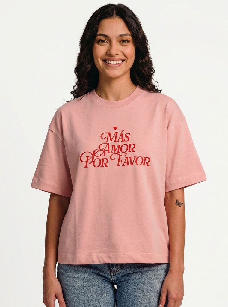 CAMISETA MAS AMOR ROSADA