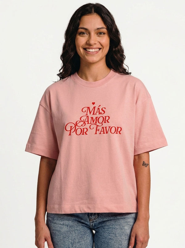 CAMISETA MAS AMOR ROSADA