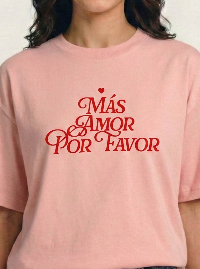 CAMISETA MAS AMOR ROSADA