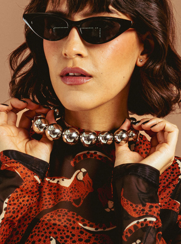 COLLAR BOLAS CROMADAS