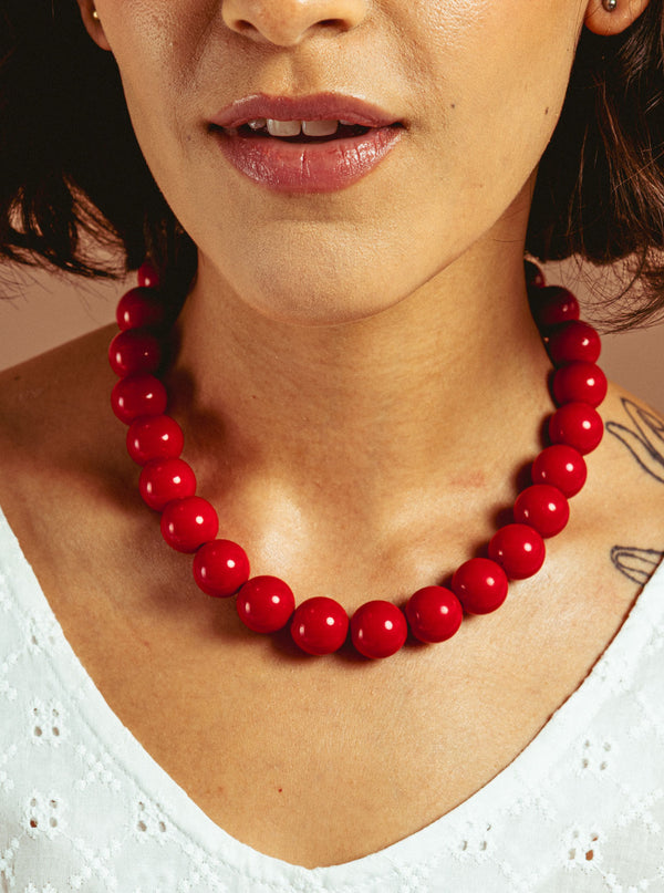 COLLAR MAXI BOLAS ROJAS