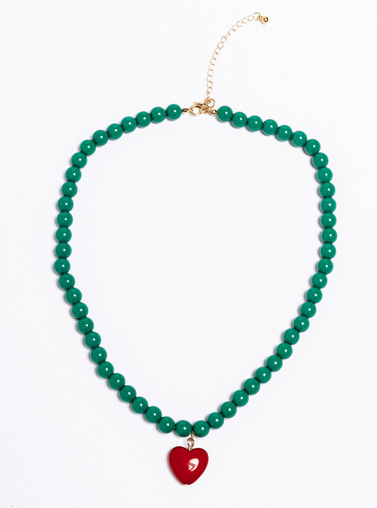 COLLAR BOLAS VERDE CORAZON
