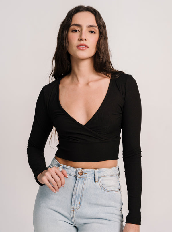 CROP CRUZADO NEGRO