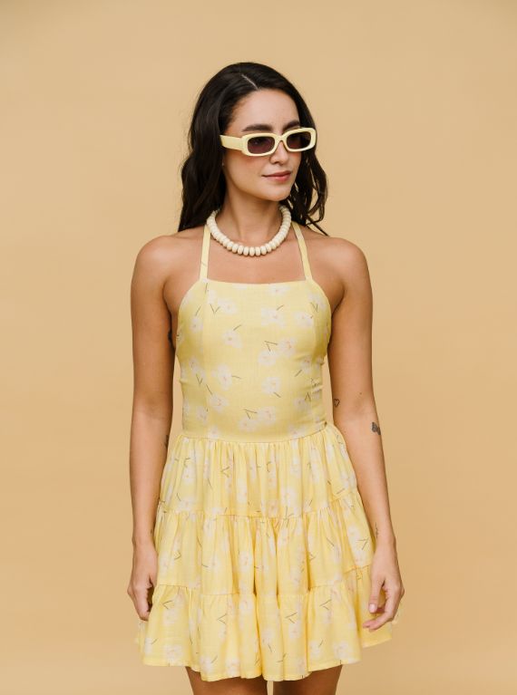VESTIDO FLOR CANARIA AMARILLA