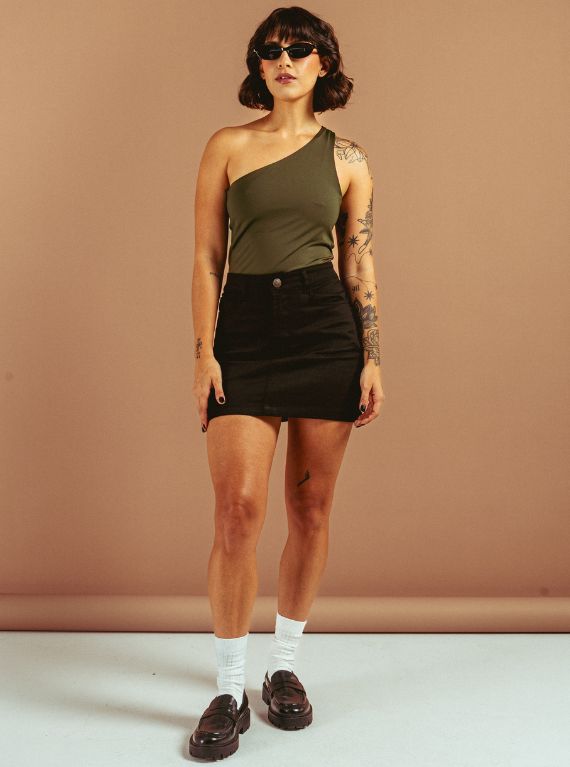 BLUSA ASIMÉTRICA VERDE OLIVO