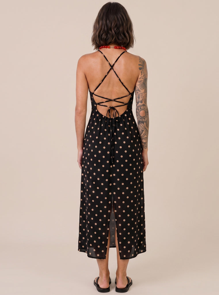 VESTIDO DOTS CAMEL