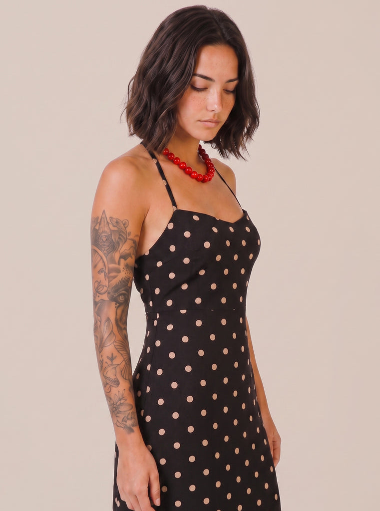 VESTIDO DOTS CAMEL