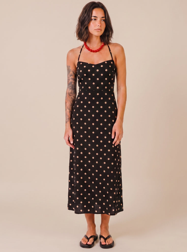 VESTIDO DOTS CAMEL