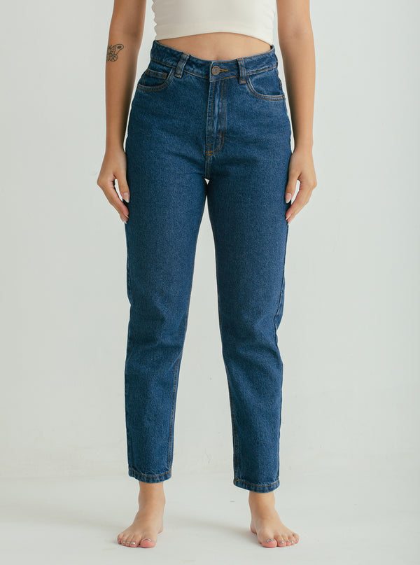 JEAN MOM AZUL COBALTO