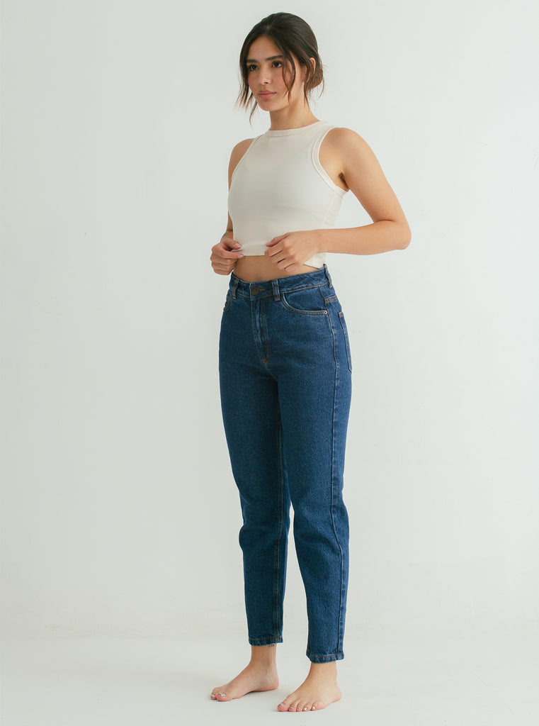 JEAN MOM AZUL COBALTO